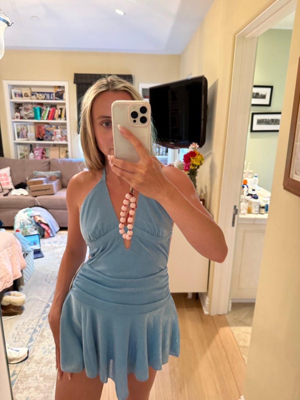Princess Polly Light Blue Halter Mini Dress NWT - Picture 4 of 6